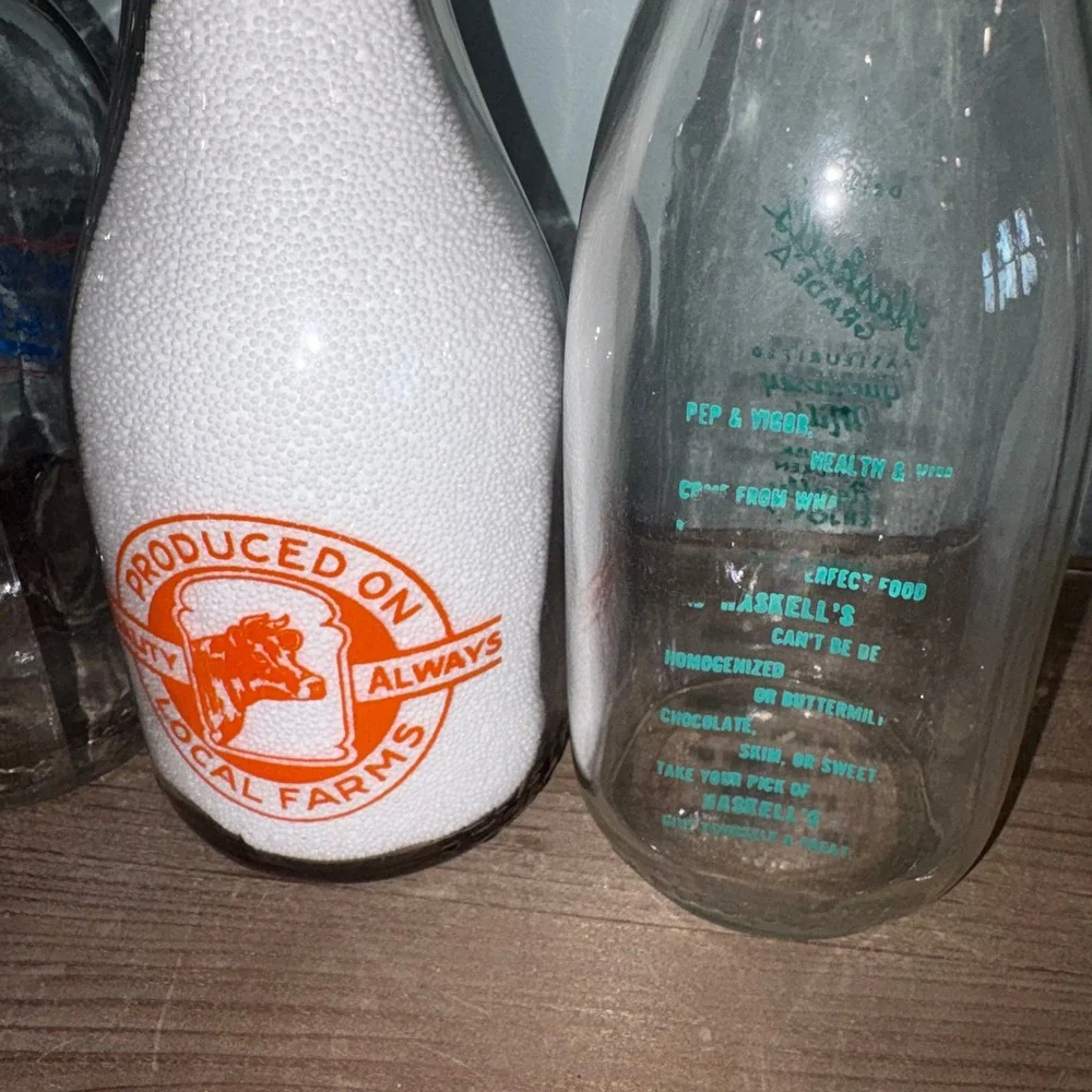 Vintage Pyroglaze Milk Bottle Set Multicolor Mathis Hoff Haskell